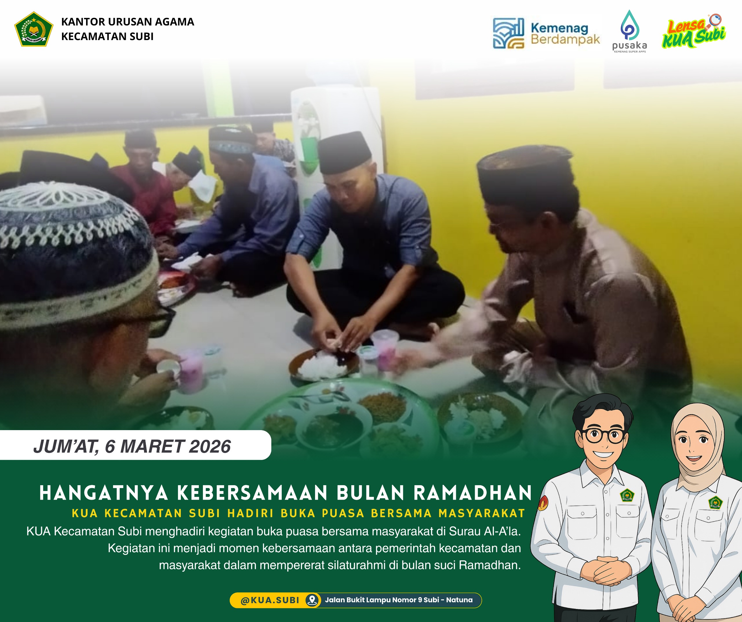 Pererat Silaturahmi di Bulan Ramadhan, KUA Kecamatan Subi Hadiri Buka Puasa Bersama Masyarakat